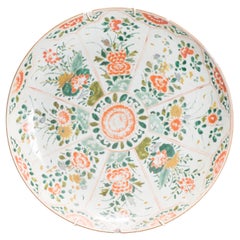 Grand plat Kangxi/Yongzheng antique 18C en porcelaine chinoise Famille Verte