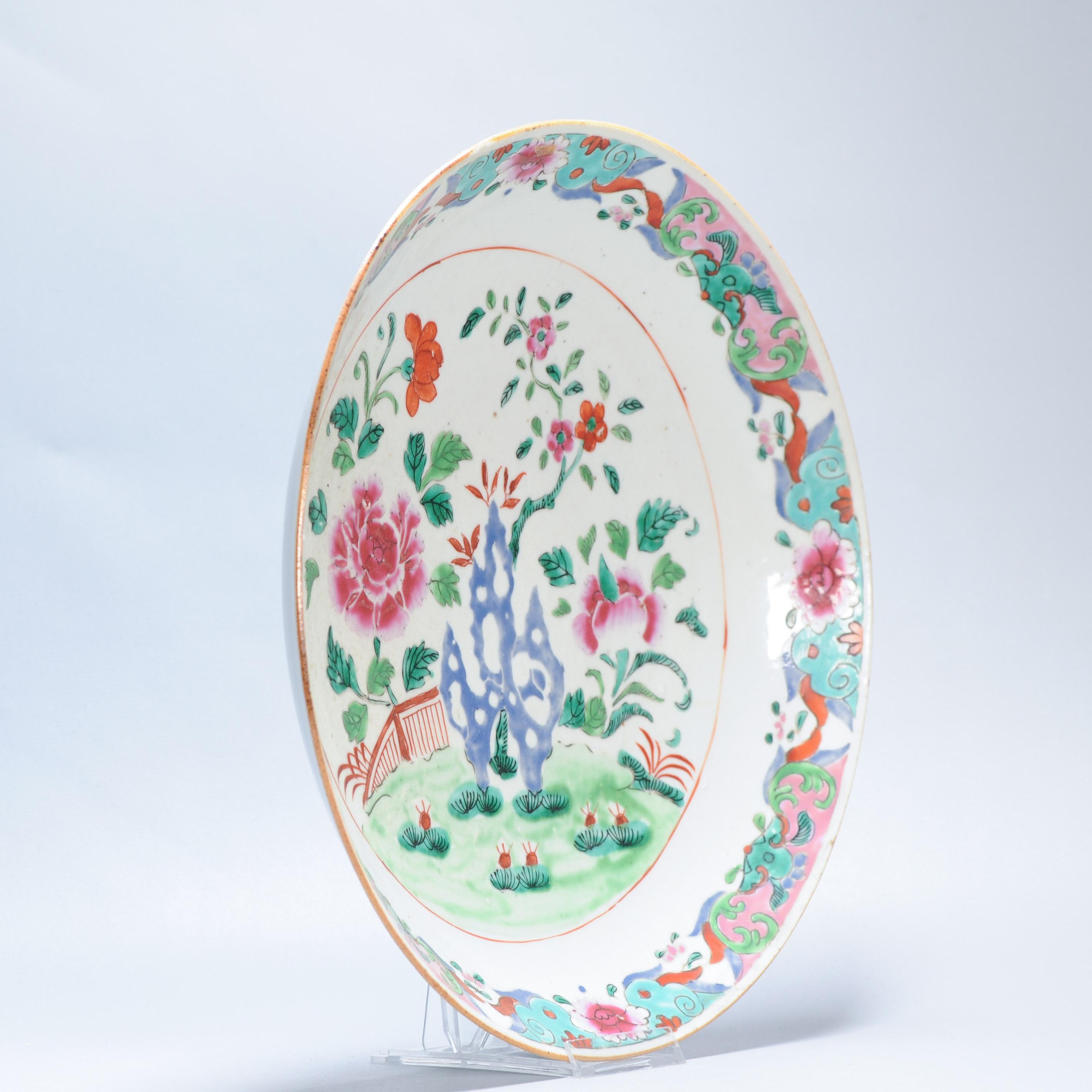 Gran Cargador Antiguo 18C Qianlong periodo Porcelana China SE Asia Famille Rose en venta 6