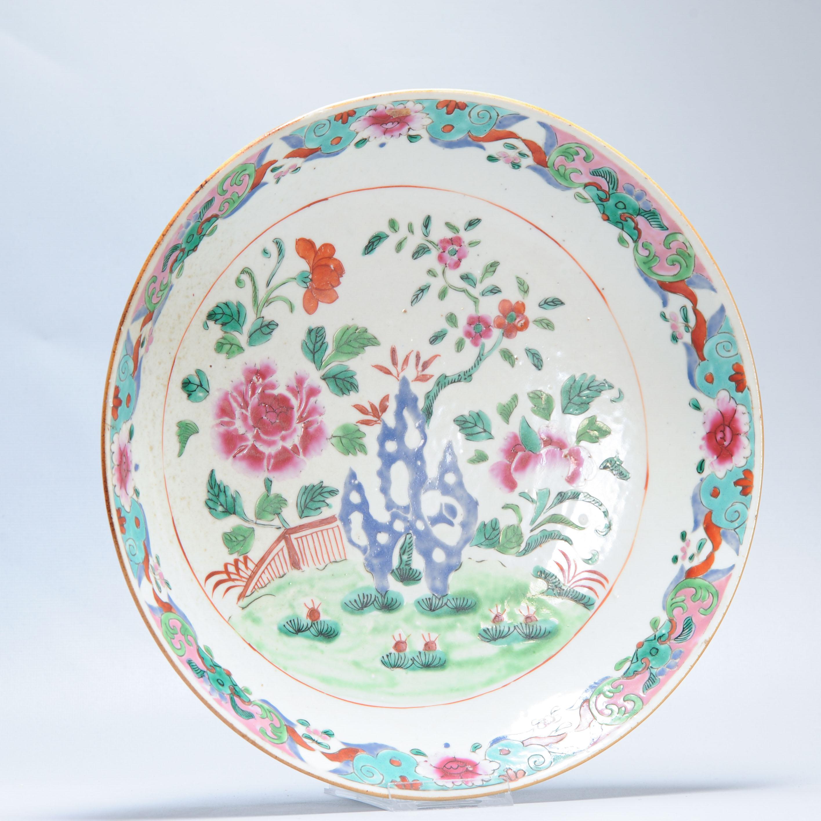 Gran Cargador Antiguo 18C Qianlong periodo Porcelana China SE Asia Famille Rose en venta 8