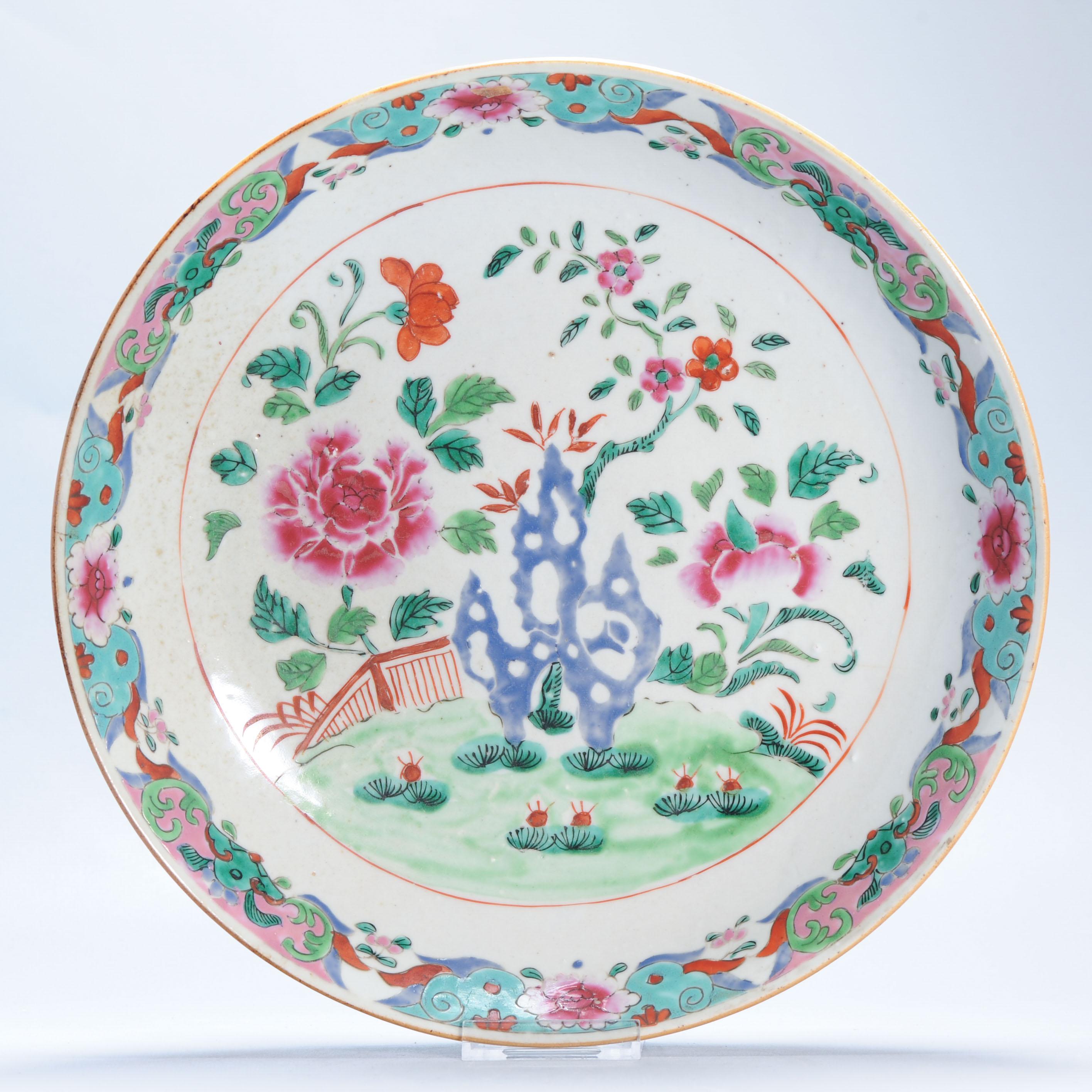 Gran Cargador Antiguo 18C Qianlong periodo Porcelana China SE Asia Famille Rose en venta 3