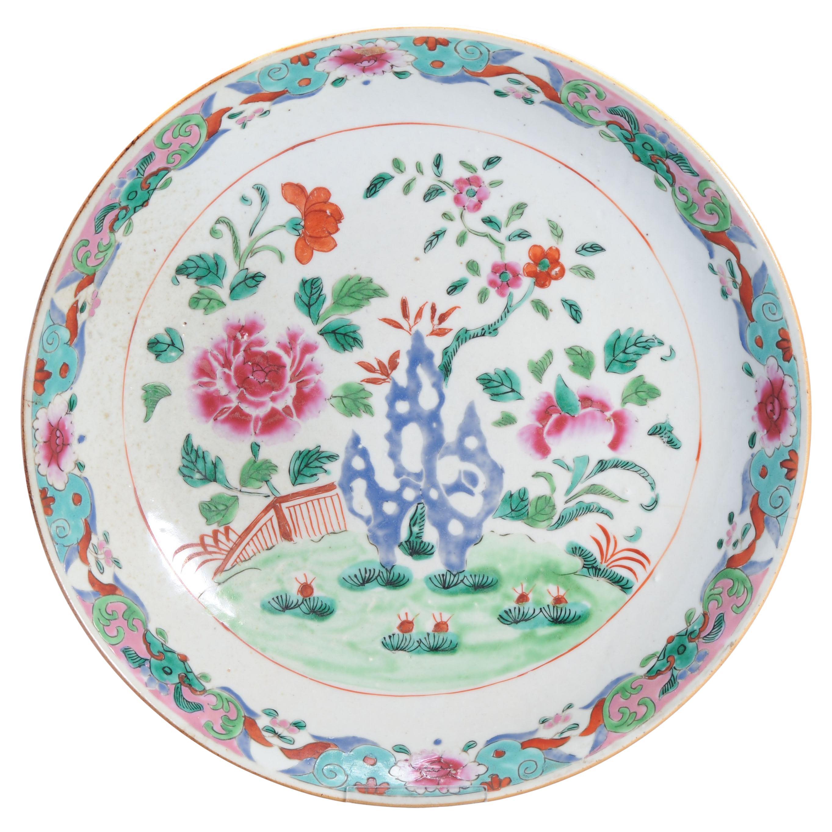 Large Antique 18C Qianlong period Chinese Porcelain SE Asia Famille Rose Charger
