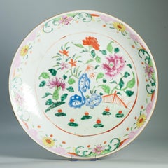 Large Antique 18C Qianlong period Chinese Porcelain SE Asia Famille Rose Charger