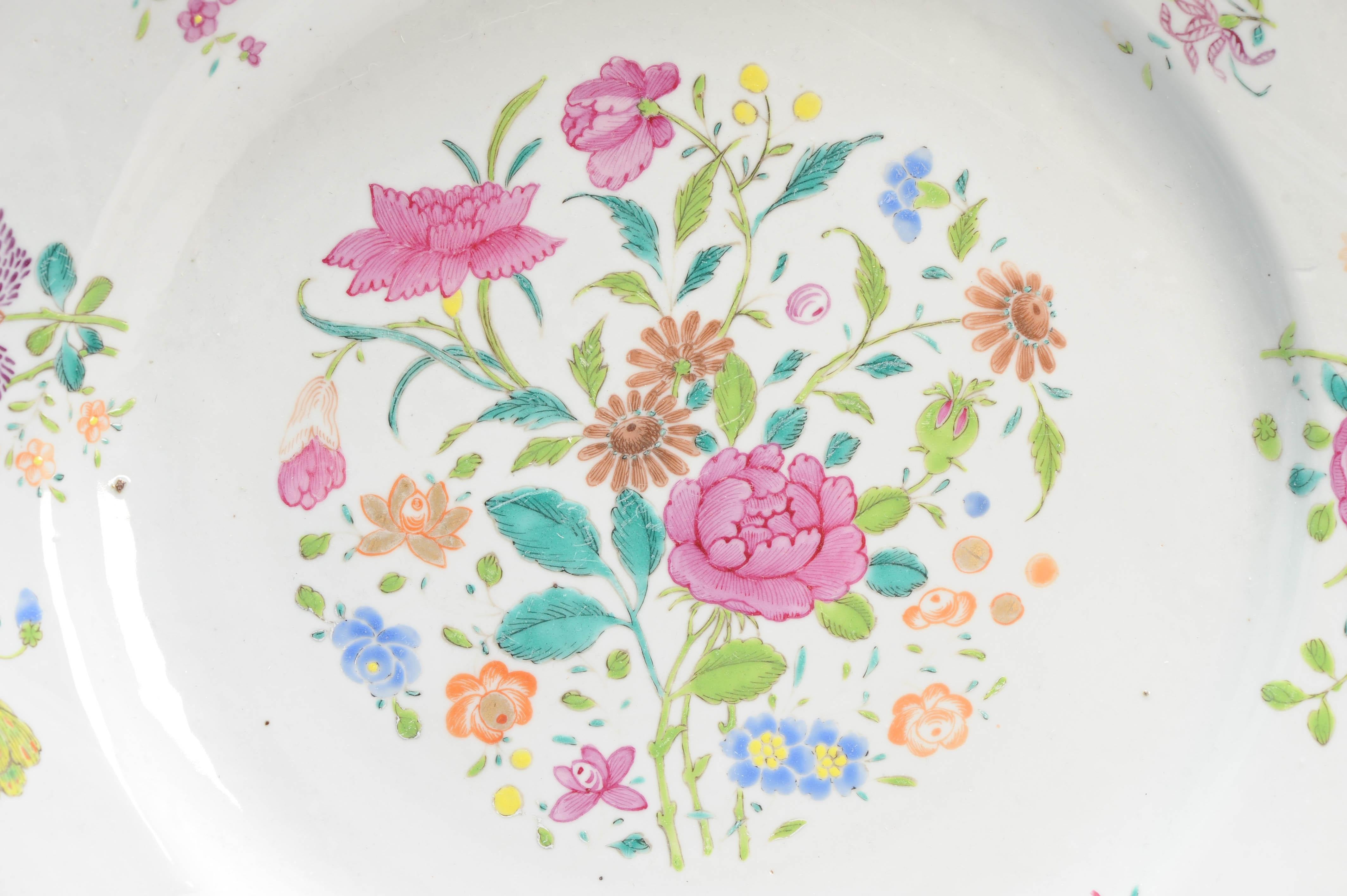 Large Antique 18th C Chinese Porcelain Dish Qianlong Fencai Flowers China Lob For Sale 11