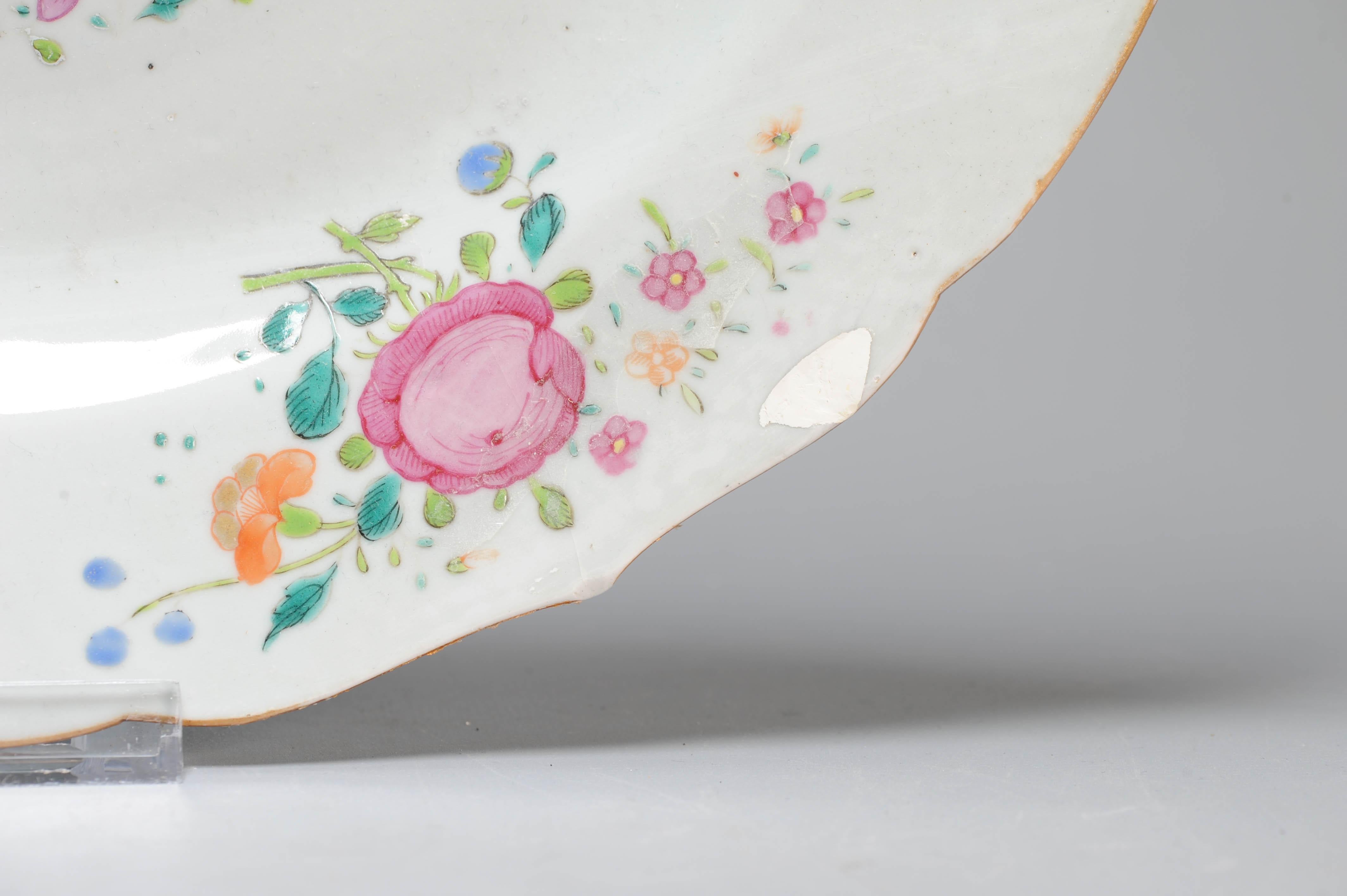 Large Antique 18th C Chinese Porcelain Dish Qianlong Fencai Flowers China Lob For Sale 1
