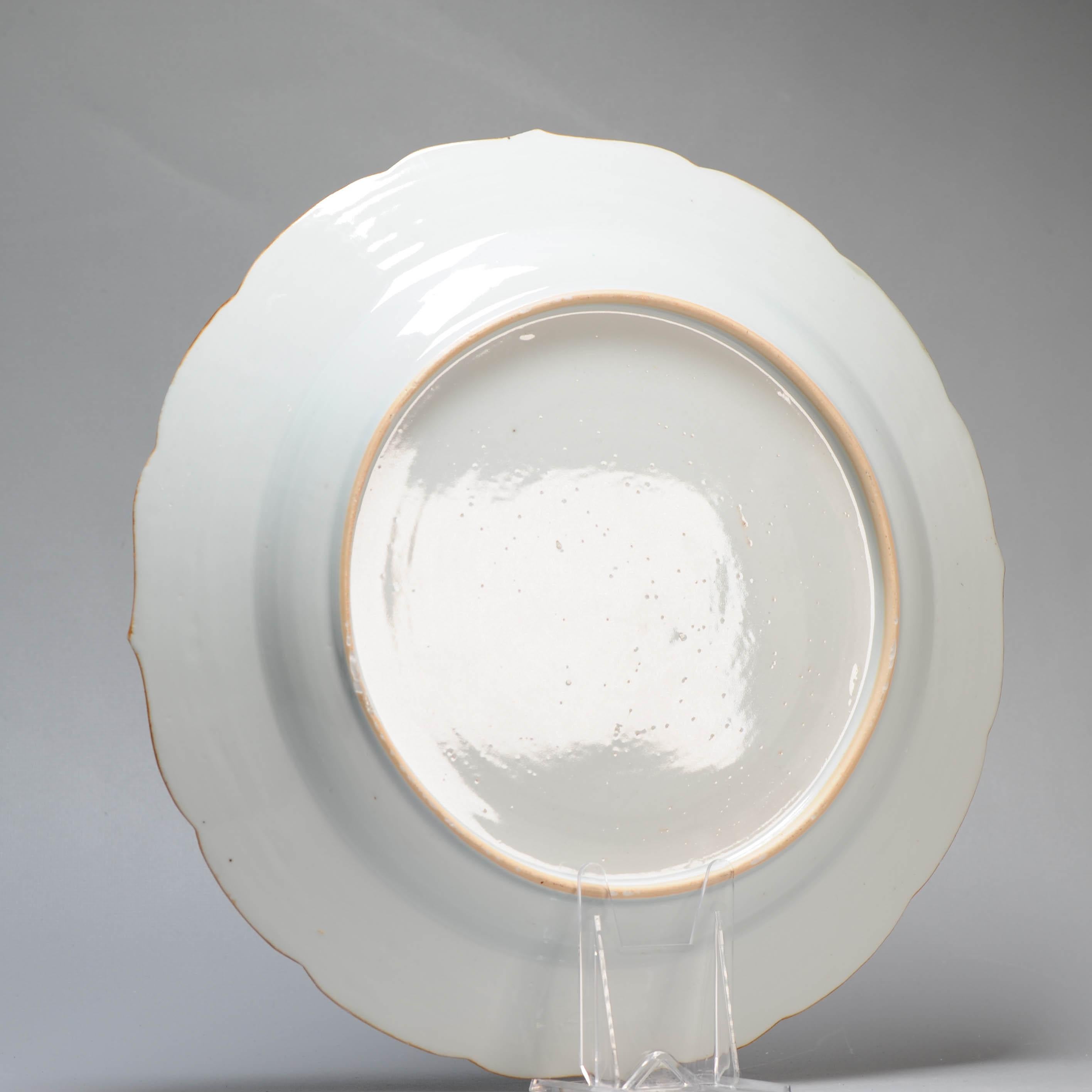 Large Antique 18th C Chinese Porcelain Dish Qianlong Fencai Flowers China Lob For Sale 2