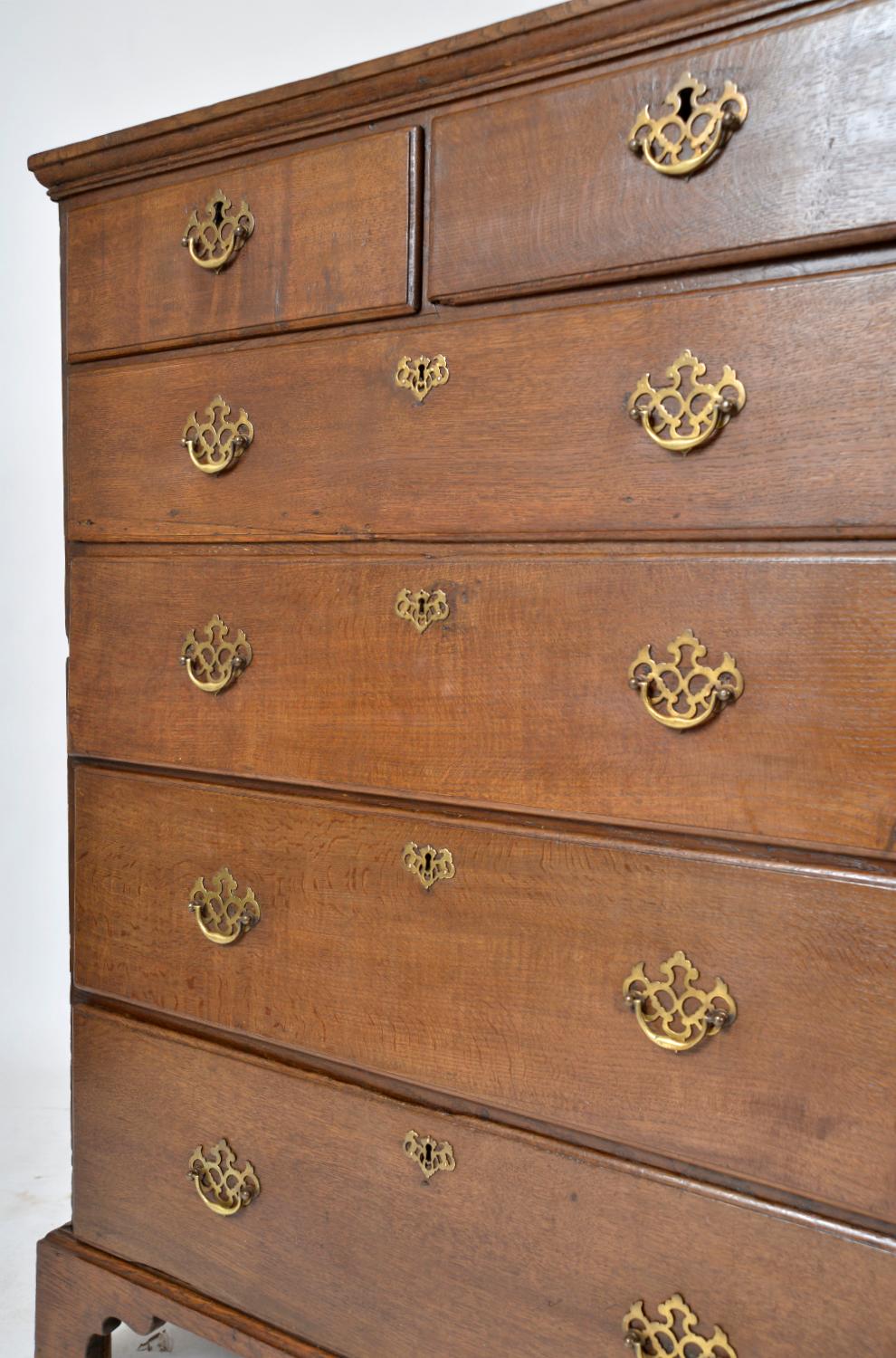 Large Antique 18th Century Georgian Oak Tallboy Chest of Six Drawers English For Sale 4