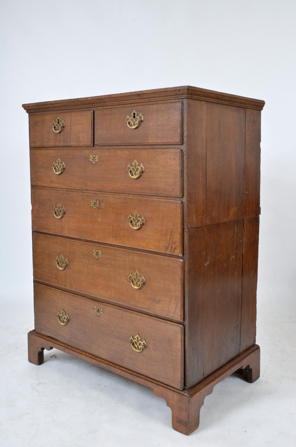 Hand-Crafted Large Antique 18th Century Georgian Oak Tallboy Chest of Six Drawers English For Sale