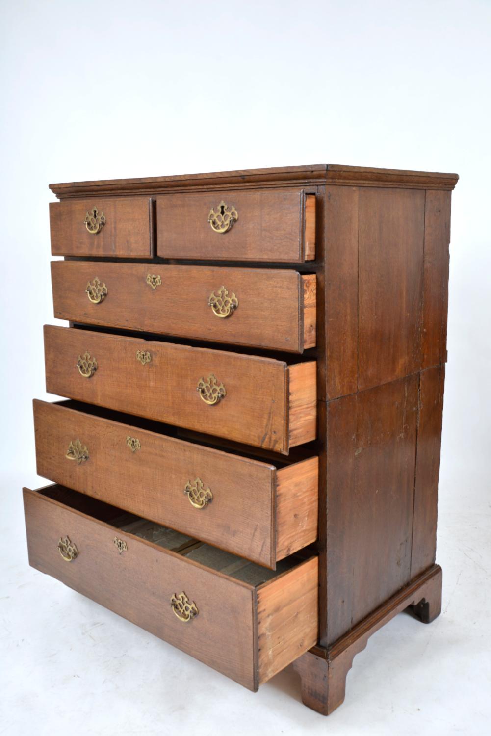 Large Antique 18th Century Georgian Oak Tallboy Chest of Six Drawers English In Good Condition For Sale In Sherborne, Dorset