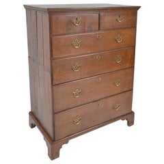 Grande cassettone antico del XVIII secolo in Oak Oak a sei cassetti inglese