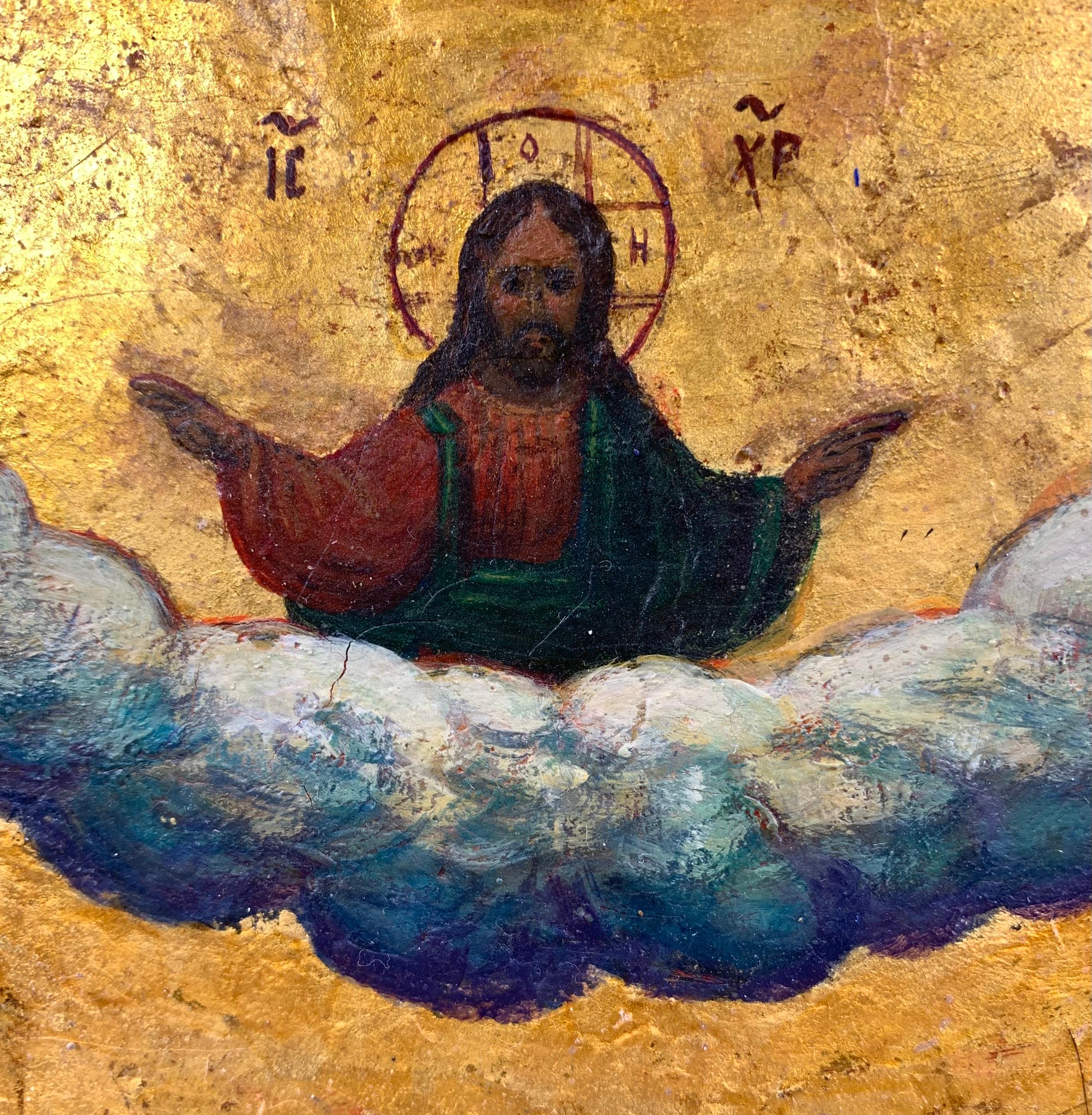 Große antike griechische Ikone des Saint George und des Drachens aus dem 18. im Zustand „Gut“ in New York, NY