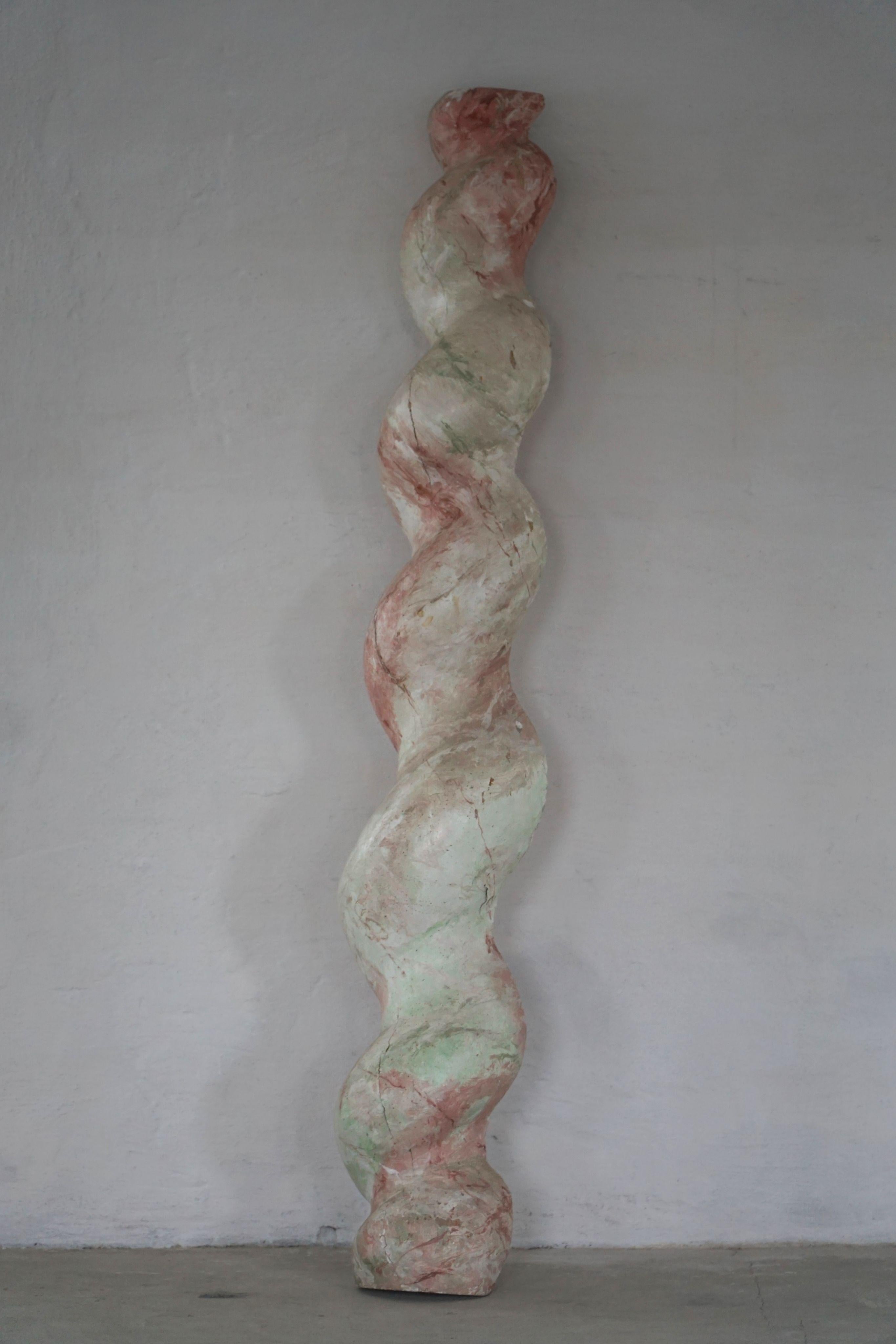 Baroque Large Antique 18th Century Italian Sculptural Wooden Barley Twisted Pedestal For Sale