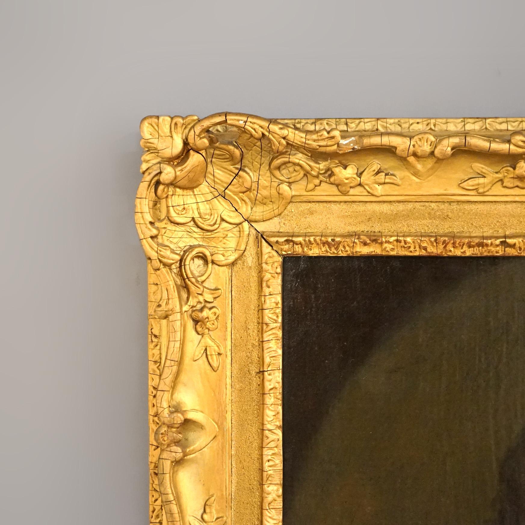 Large Antique 18thC Portrait Painting by Thomas Beach in Giltwood Frame For Sale 1