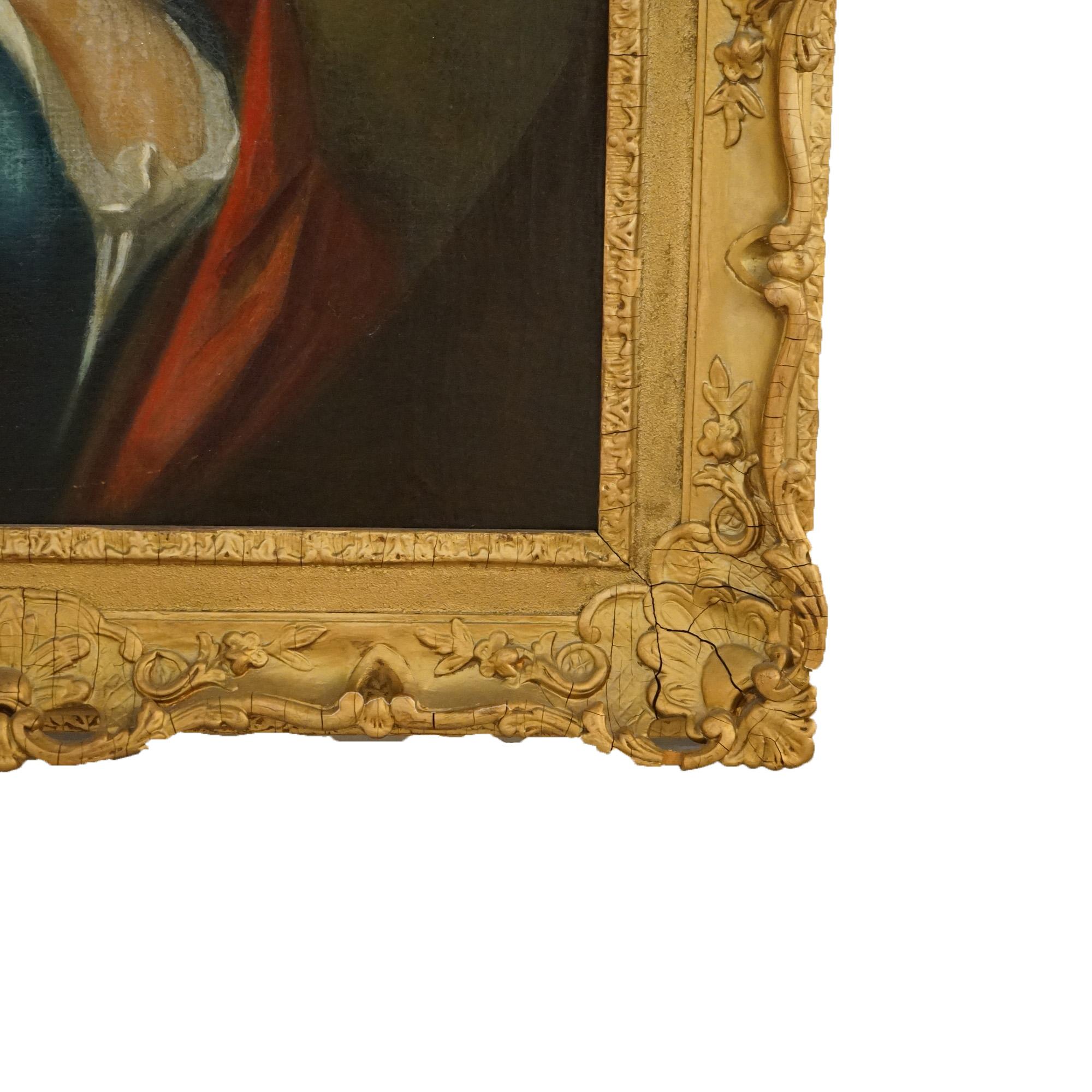 Large Antique 18thC Portrait Painting by Thomas Beach in Giltwood Frame For Sale 3