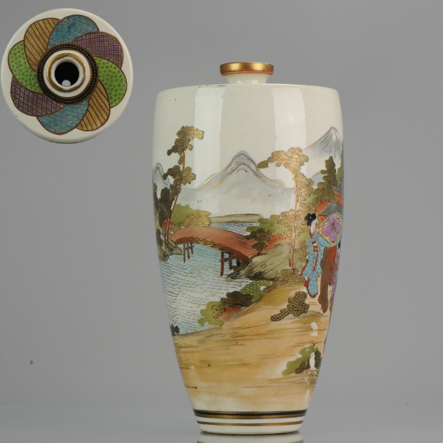 Large Antique 19-20th C Japanese Satsuma Vase Japan Meiji Period Landscape For Sale 8