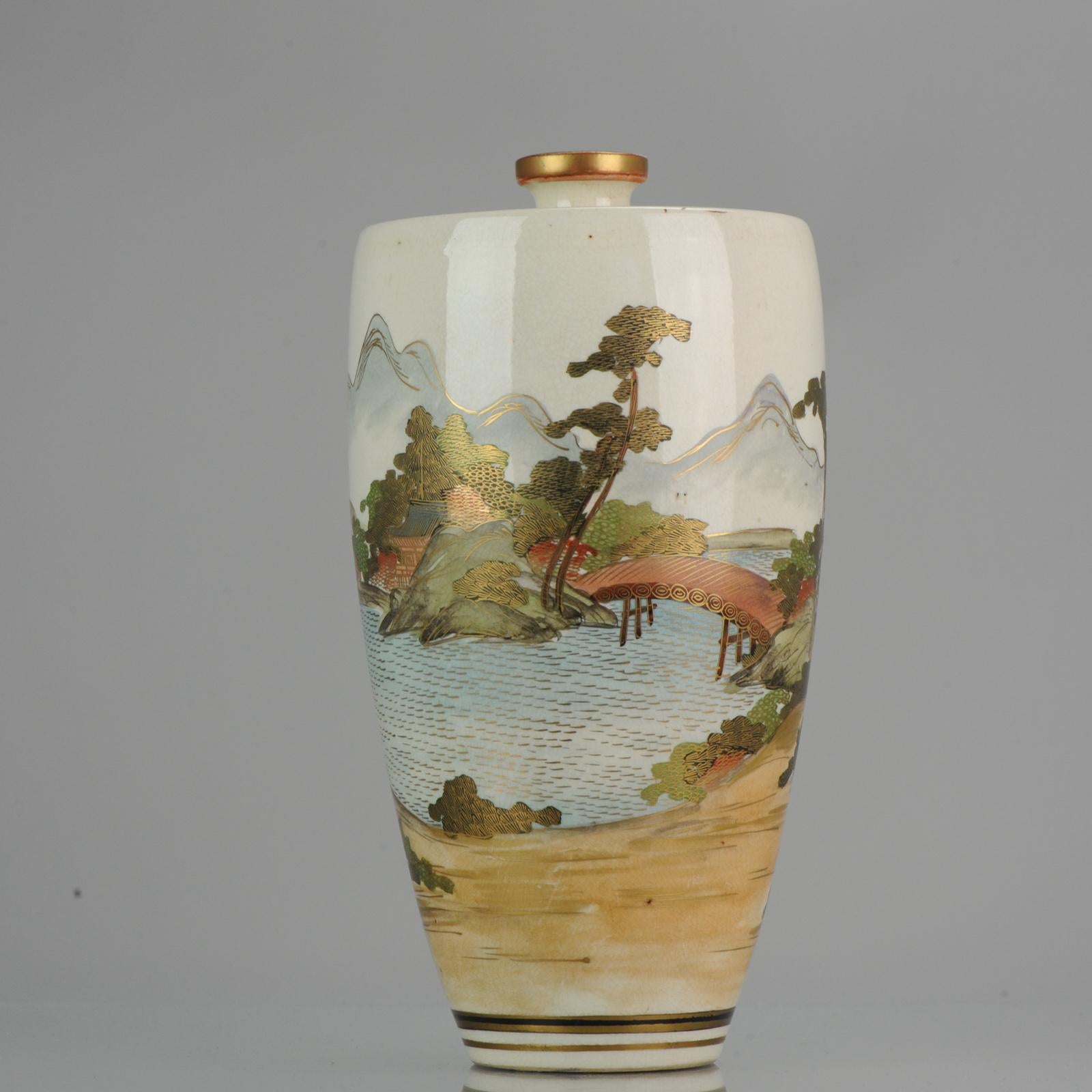 Large Antique 19-20th C Japanese Satsuma Vase Japan Meiji Period Landscape For Sale 1