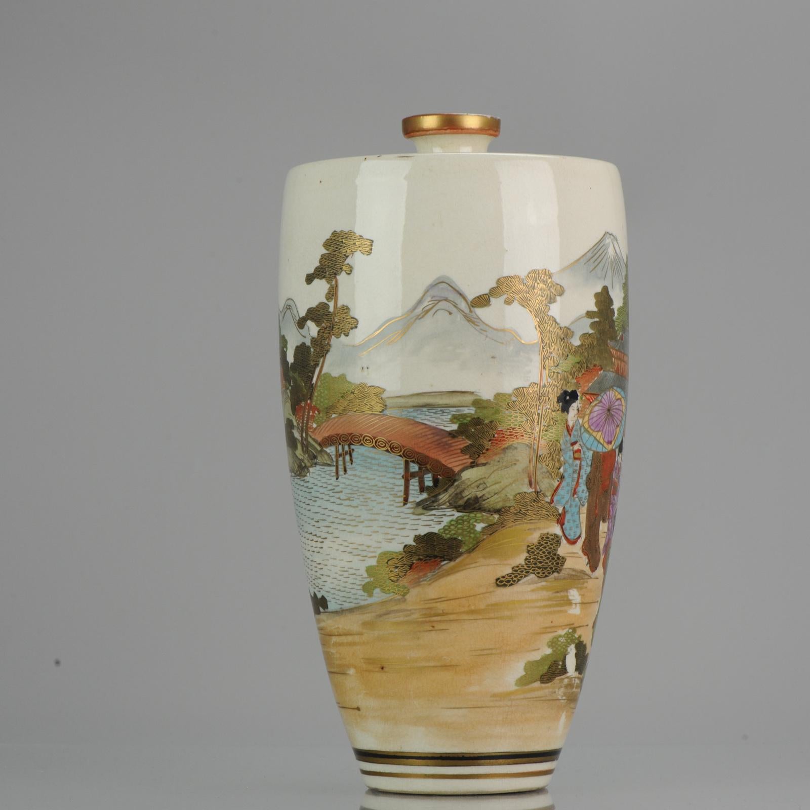 Large Antique 19-20th C Japanese Satsuma Vase Japan Meiji Period Landscape For Sale 2