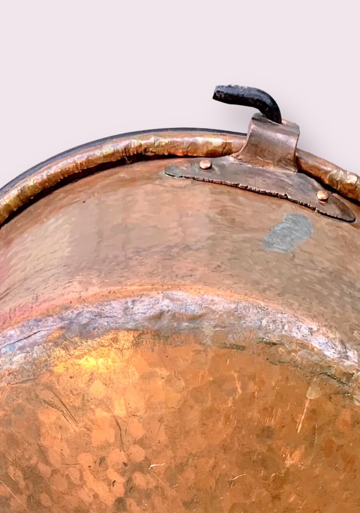 Large Antique 19th C. French Copper Cauldron 2