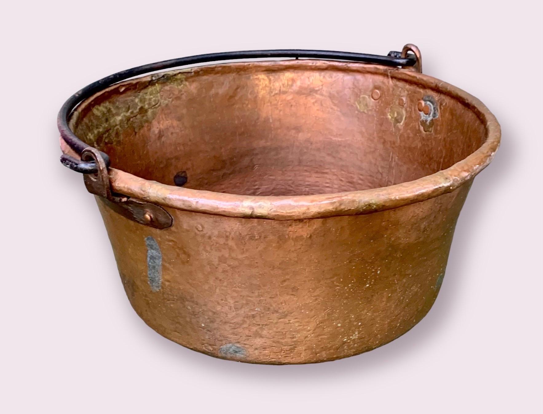 Large Antique 19th C. French Copper Cauldron 8