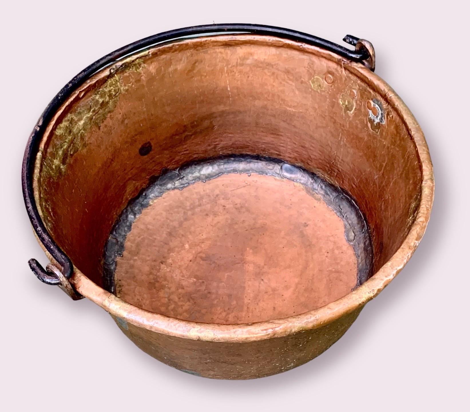 Large Antique 19th C. French Copper Cauldron 9