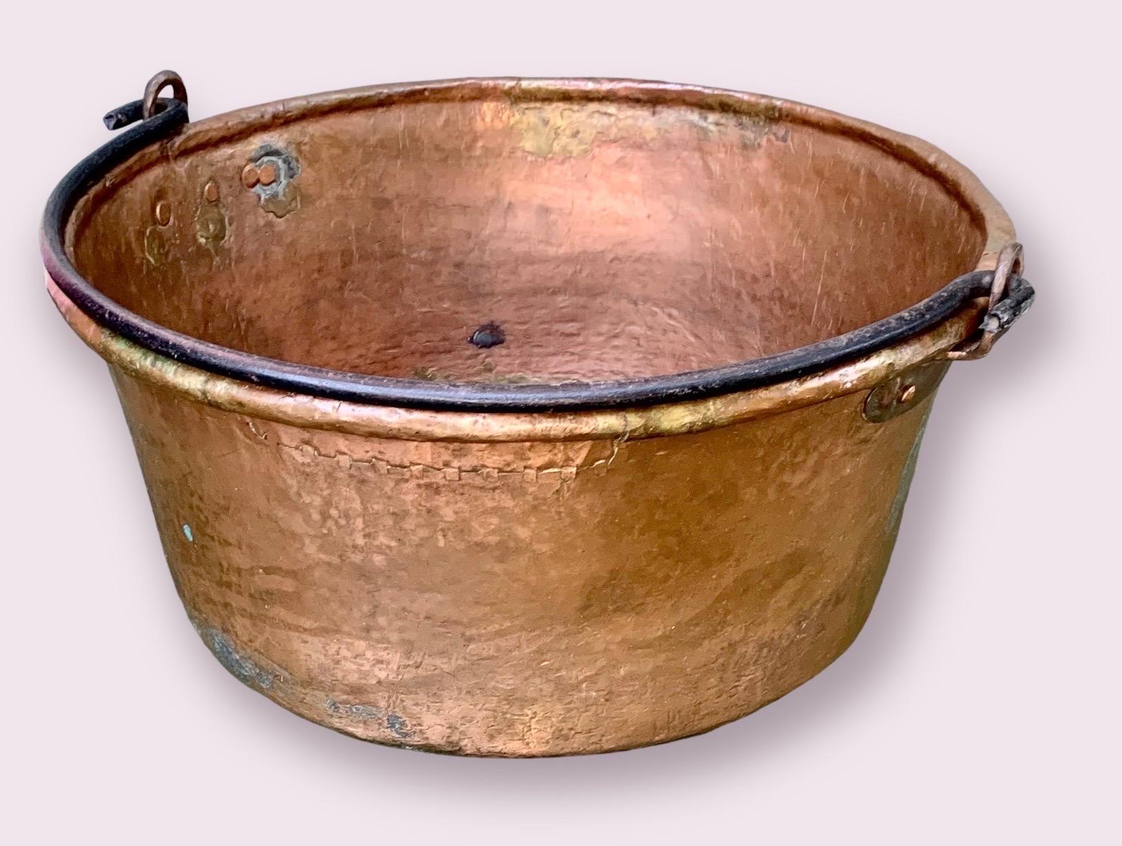 Large Antique 19th C. French Copper Cauldron 10