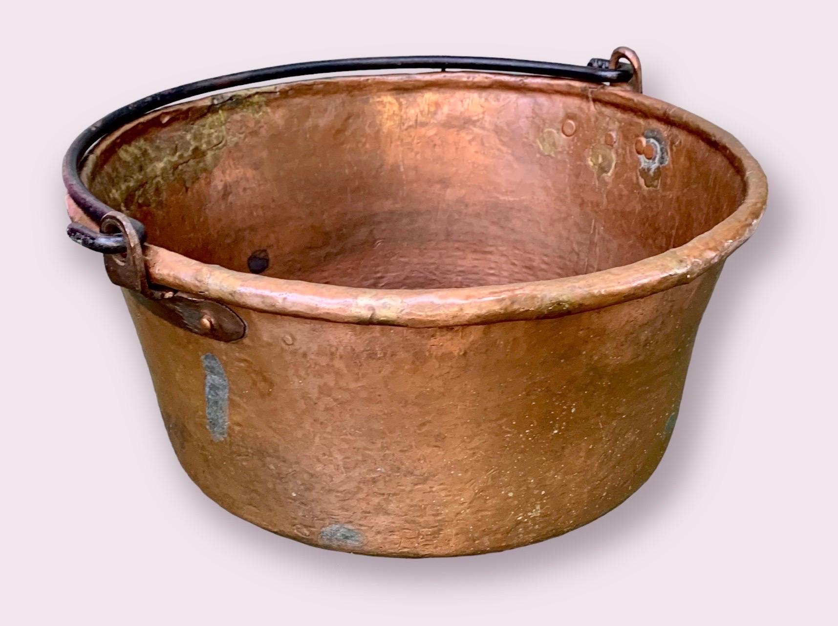 French Provincial Large Antique 19th C. French Copper Cauldron