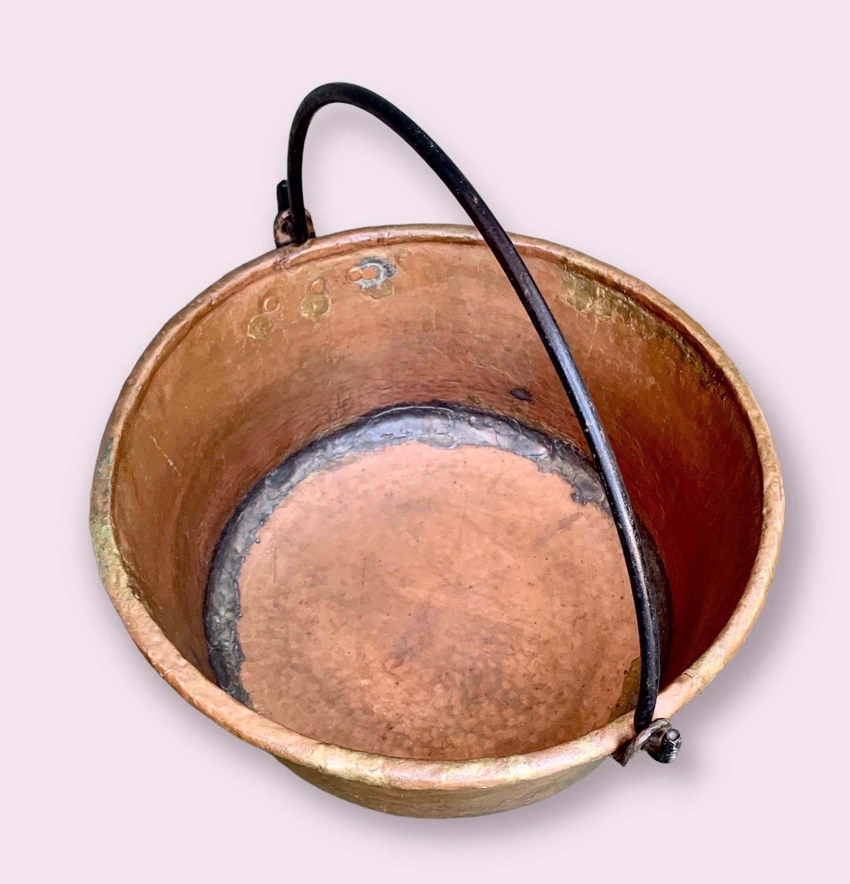 Large Antique 19th C. French Copper Cauldron 1