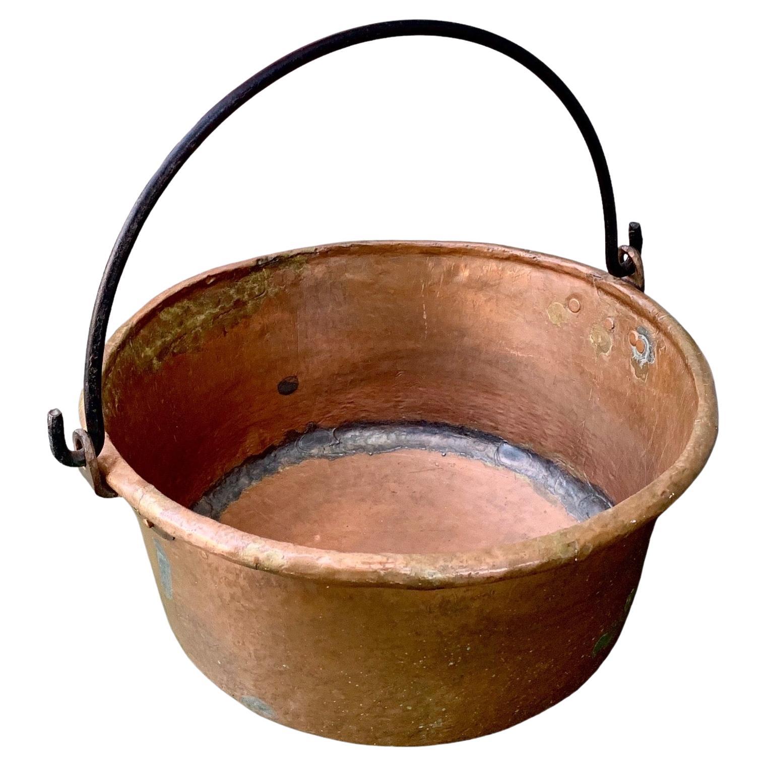 Large Antique 19th C. French Copper Cauldron
