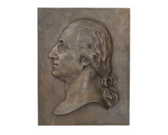 Large Antique 19Th C George Washington Profile Bronze Plaque