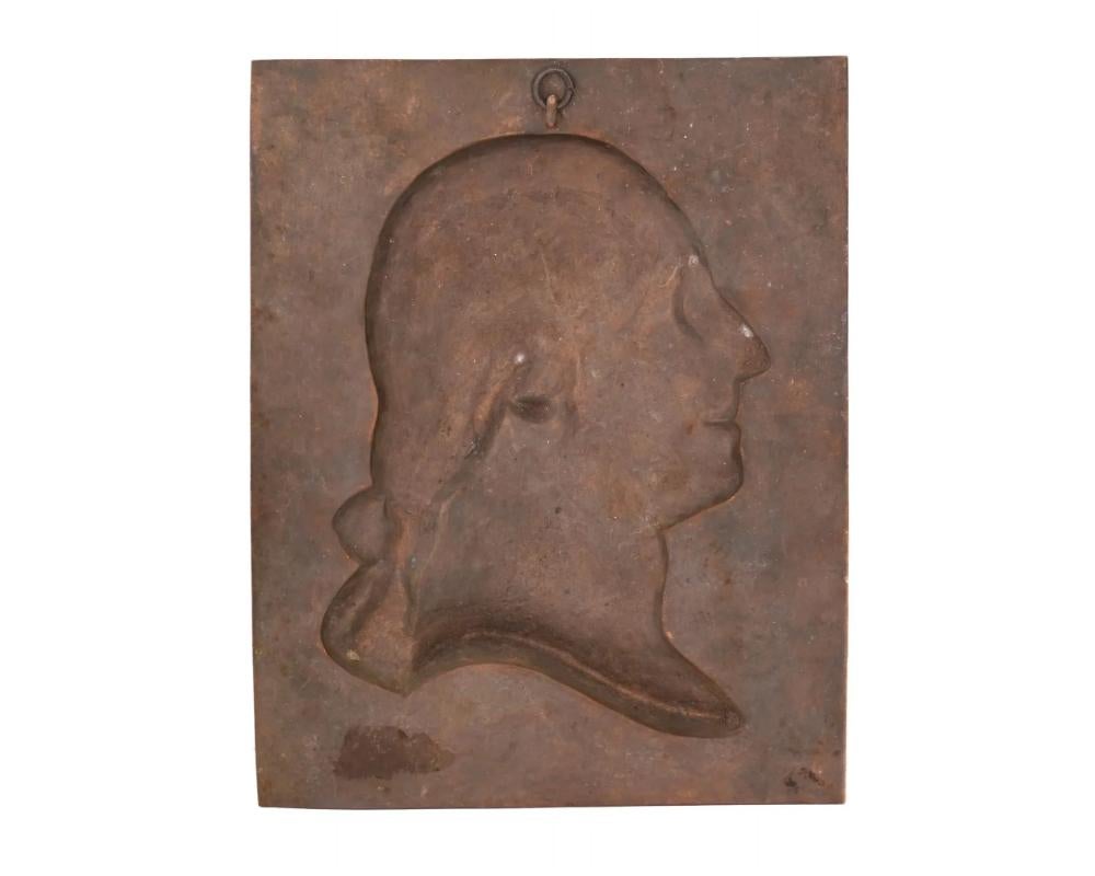 American Large Antique 19Th C Washington Profile Bronze Plaque For Sale
