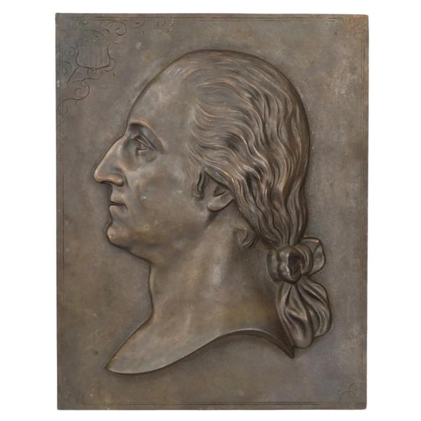 Large Antique 19Th C Washington Profile Bronze Plaque For Sale