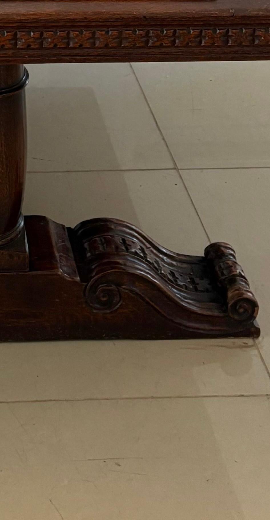 Large Antique 19th Century 12 Seater Quality Oak Refectory Dining Table For Sale 1