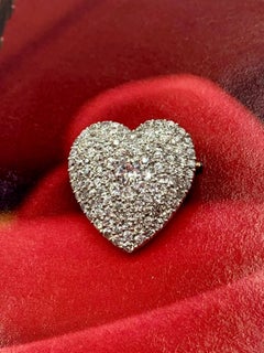 Large Antique 19th Century 6 TCW Diamond 18K Yellow Gold Heart Pendant Brooch