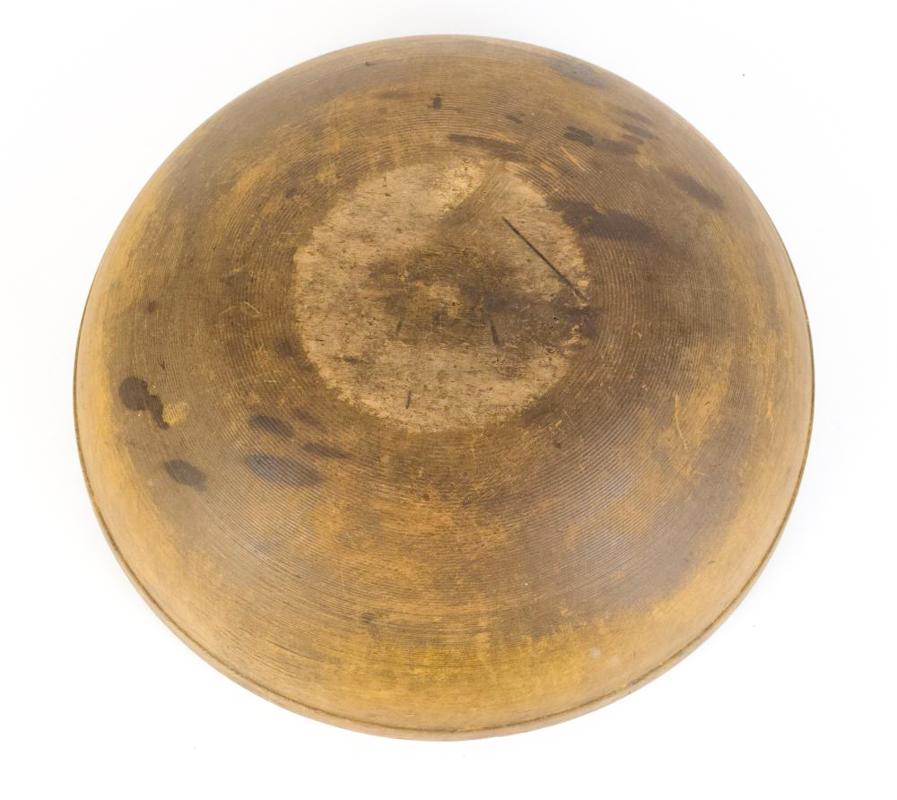 Large Antique 19th Century  American Chopping Bowl, Painted Mustard In Good Condition For Sale In Bonita Springs, FL