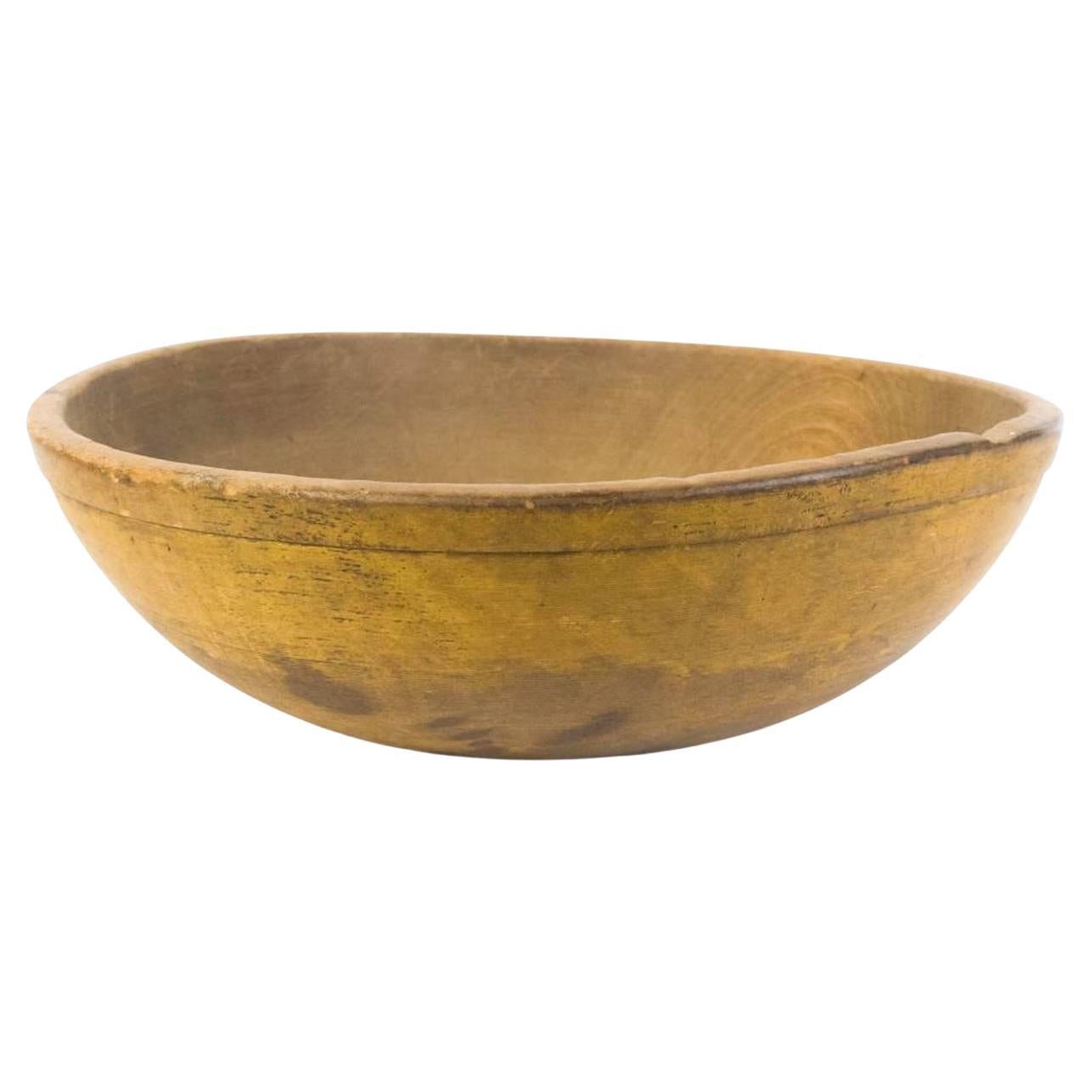 Large Antique 19th Century  American Chopping Bowl, Painted Mustard