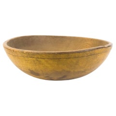 Grande Antiguo Siglo XIX  Chopping Bowl Americano, Mostaza Pintado
