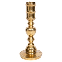 Large Antique 19th Century Anglo- Indian Etched Brass Candlestick Table Lamp