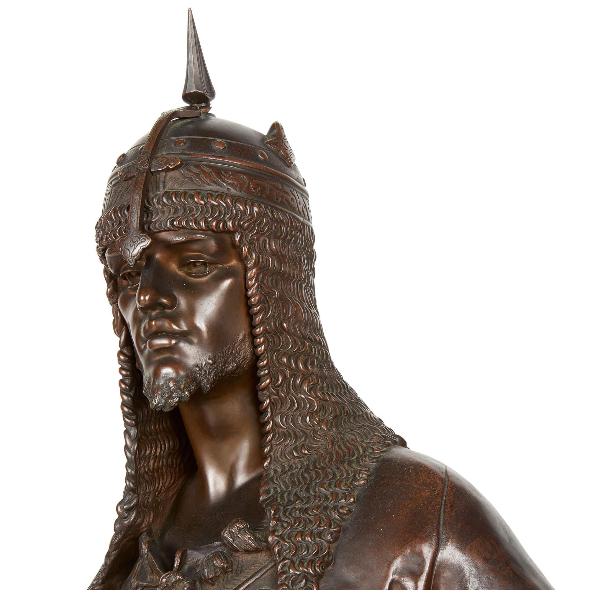 Calco Grande scultura antica del XIX secolo in bronzo del guerriero moresco Henri Plé in vendita