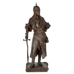 Large Antique 19th Century Bronze Moorish Warrior Sculpture Figure Henri Plé