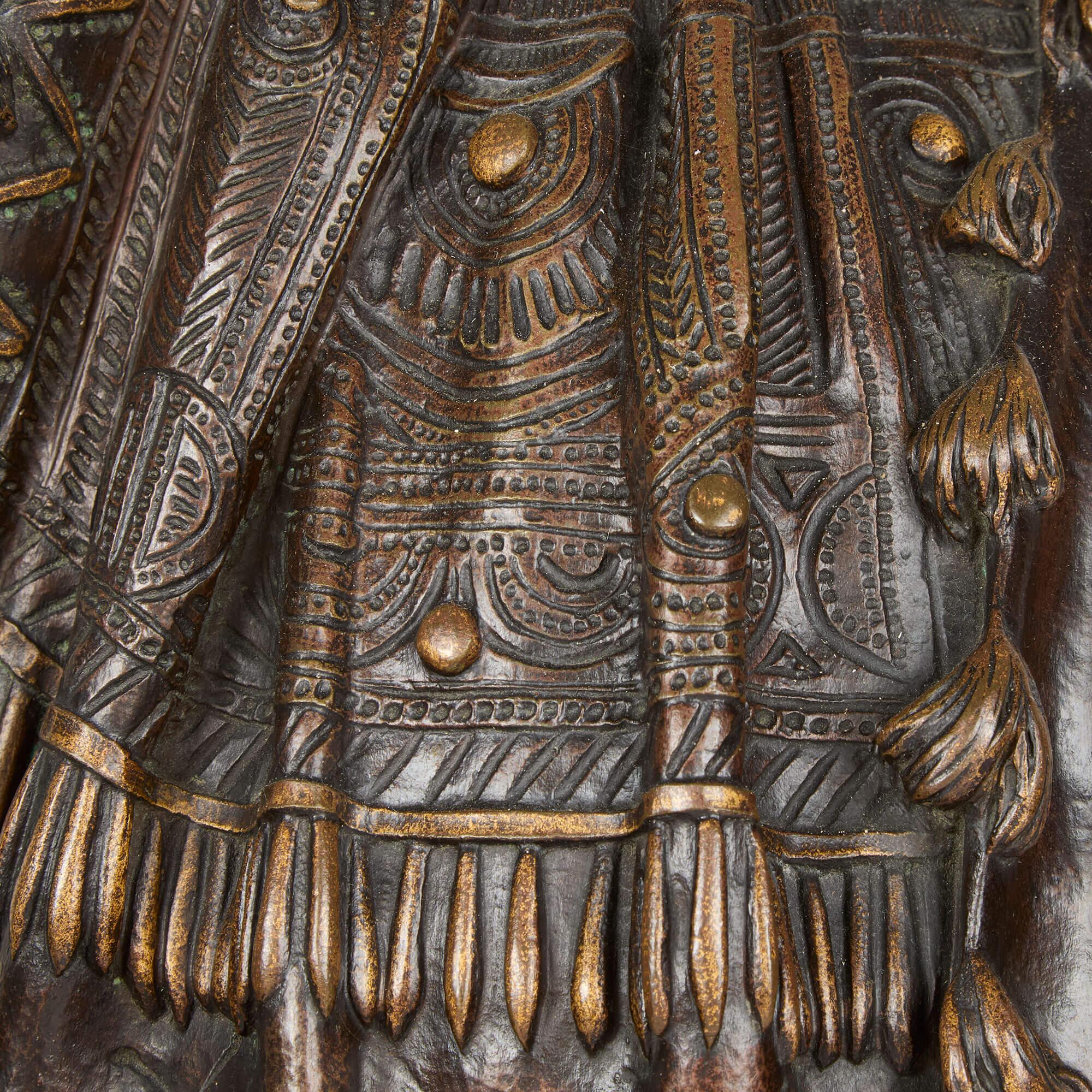 Large Antique 19th Century Bronze Native American Warrior Sculpture Henri Plé For Sale 1