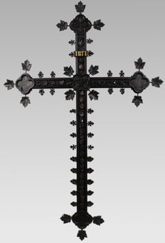 Large Antique 19th Century Carved Black Forest Cross