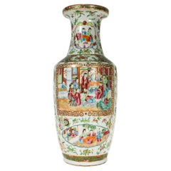 Large Antique 19th Century Chinese Rose Mandarin Porcelain Vase