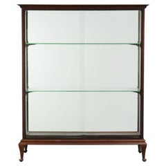 Large antique 19th-century English oak display cabinet/shop cabinet