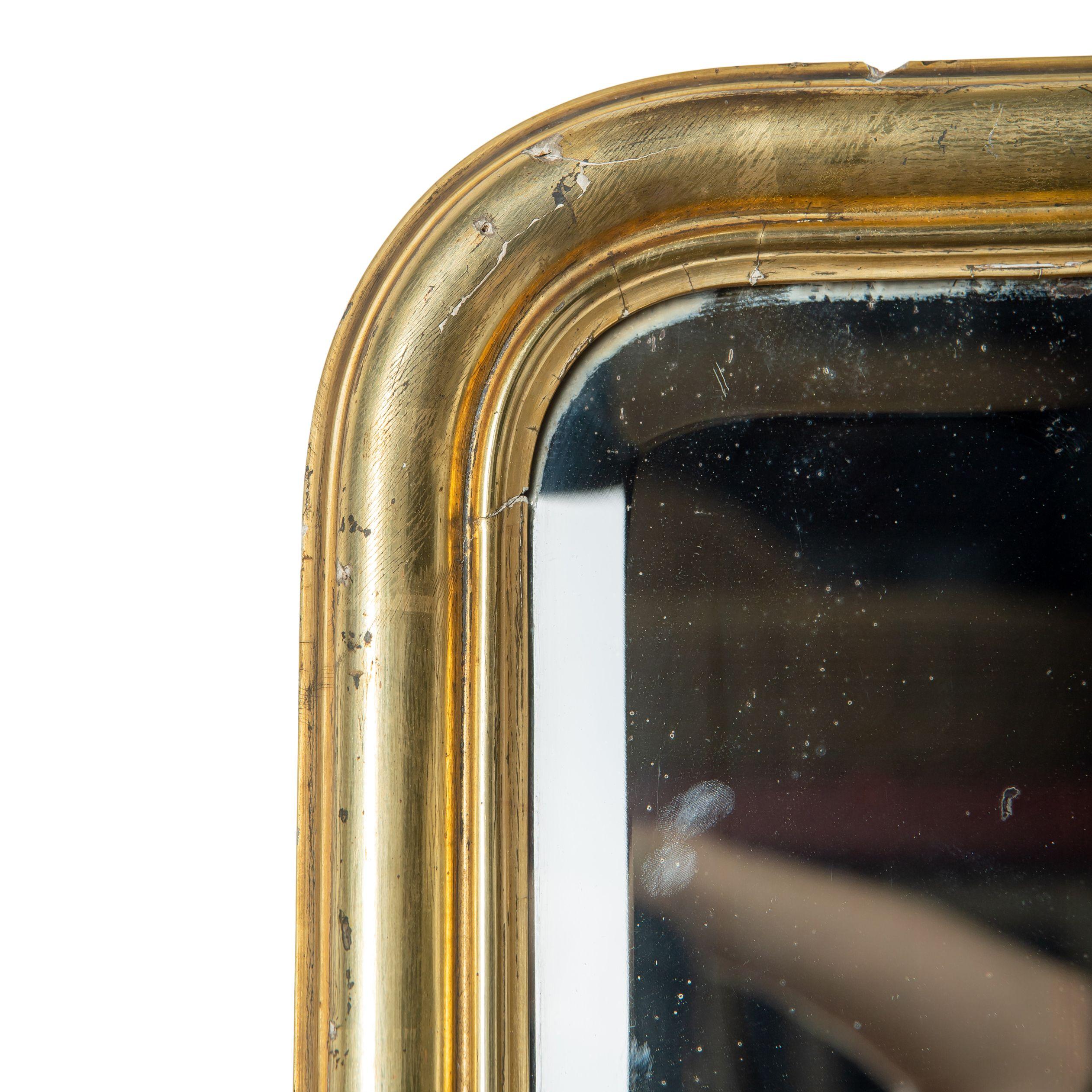 Gran espejo dorado francés antiguo del siglo XIX Francés en venta