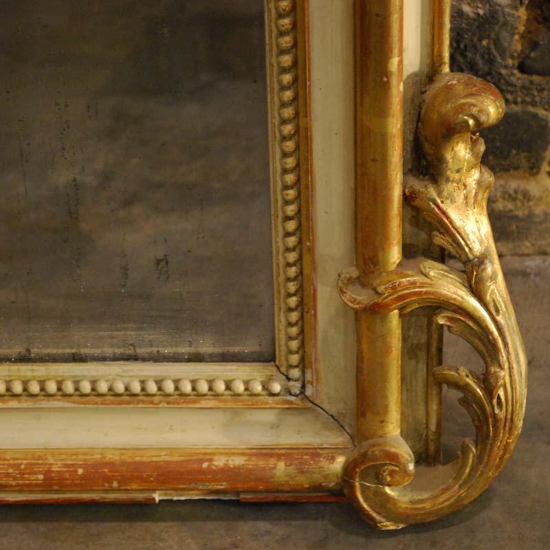 Large Antique 19th Century French Gold Gilded Mirror with Crest 4