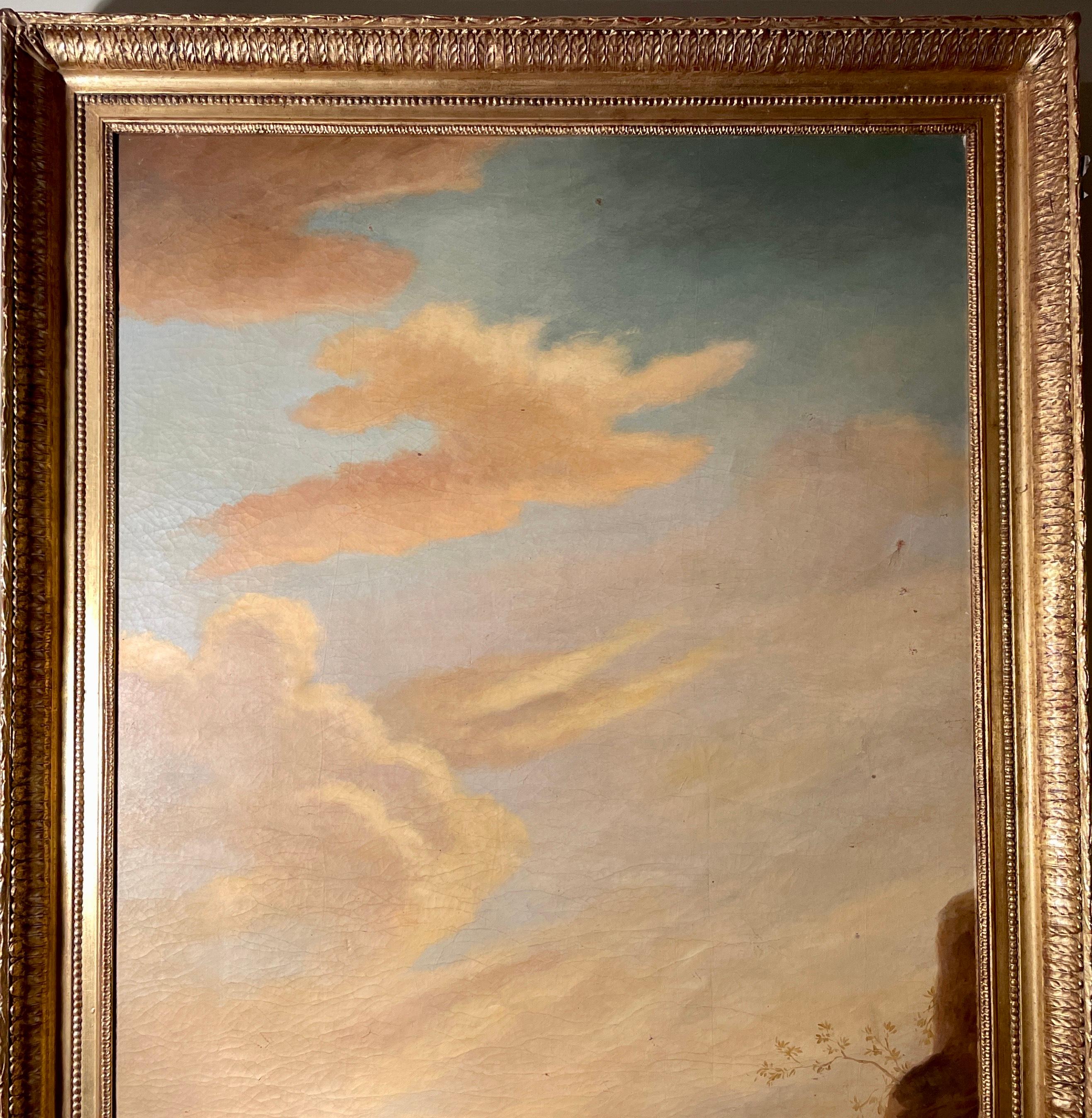 Large Antique 19th Century French Oil on Canvas Painting.