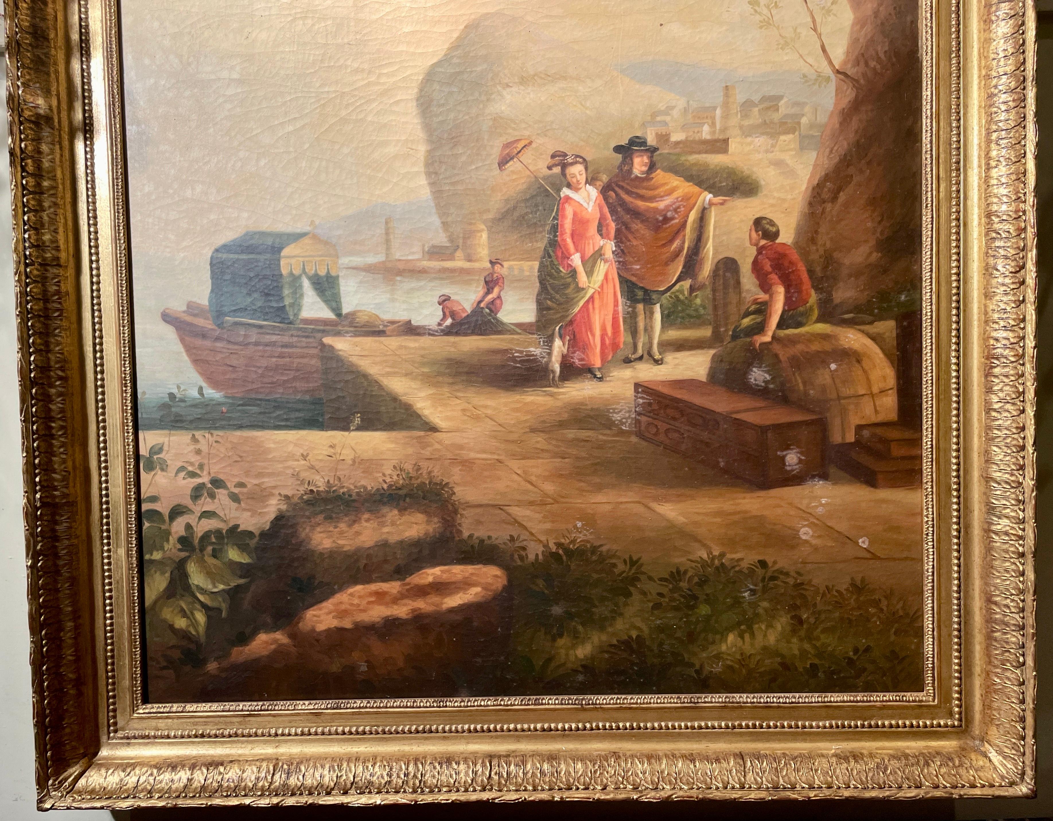 Large Antique 19th Century French Oil on Canvas Painting In Good Condition For Sale In New Orleans, LA