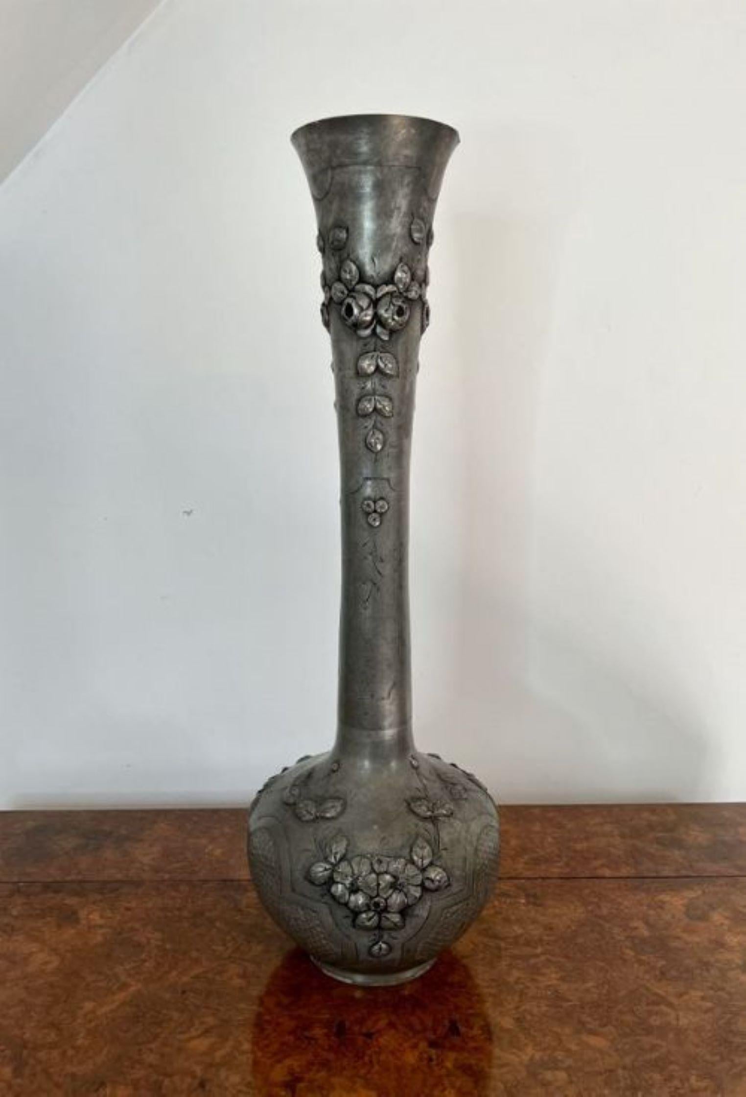 Victorian Large antique 19th century French quality pewter vase  For Sale