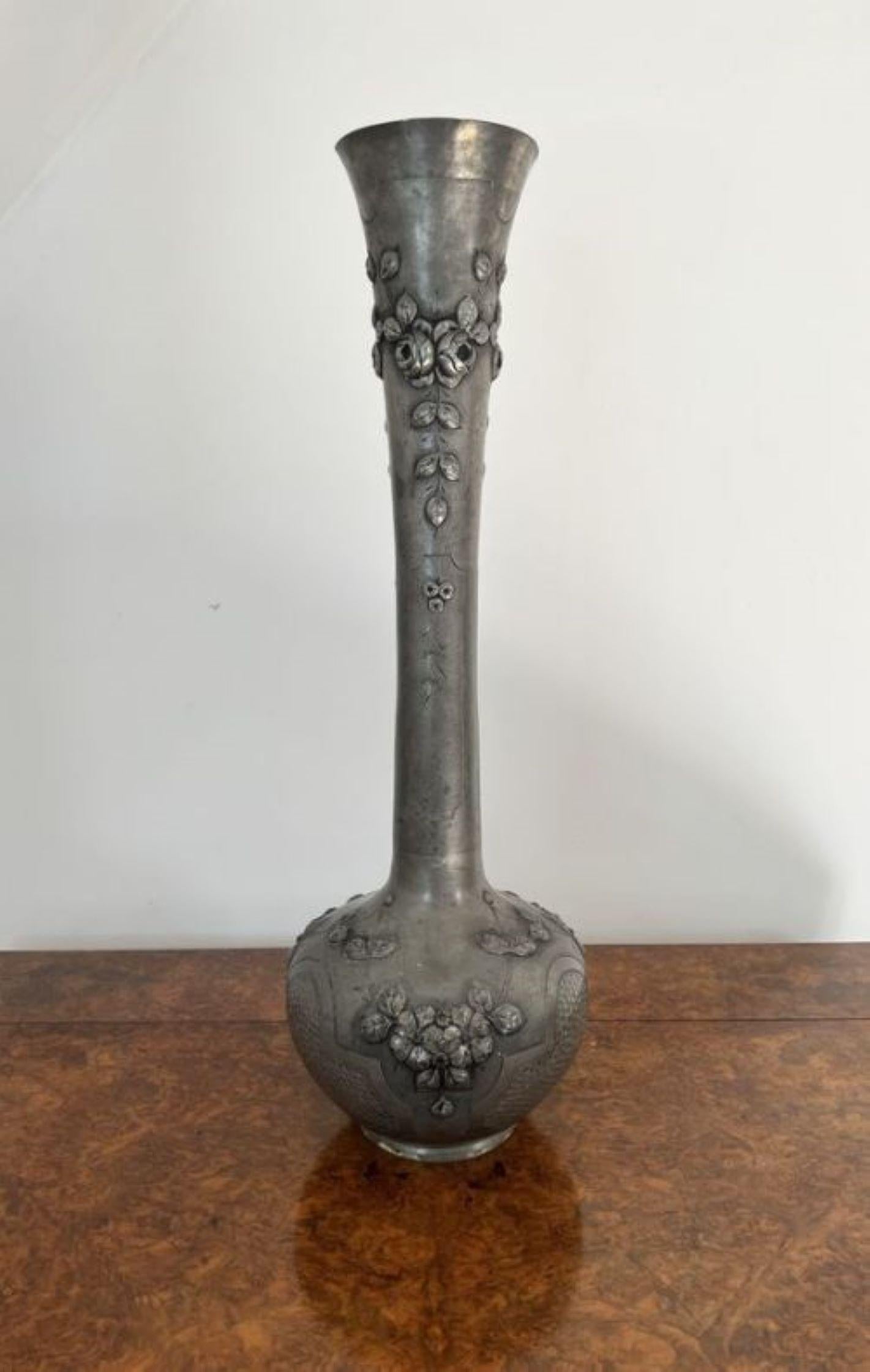 19th Century Large antique 19th century French quality pewter vase  For Sale