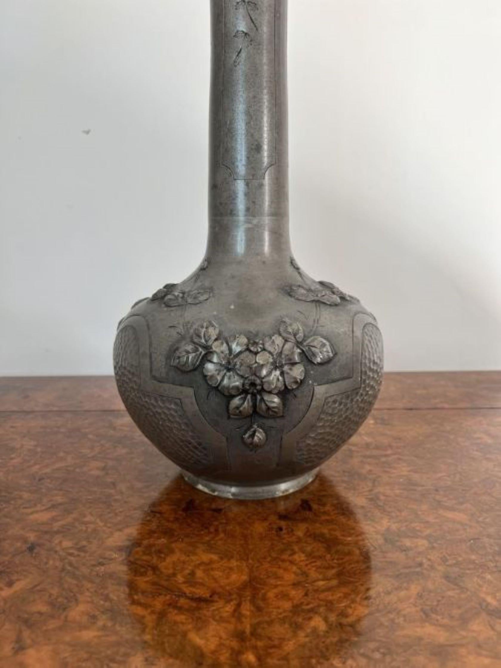 Pewter Large antique 19th century French quality pewter vase  For Sale