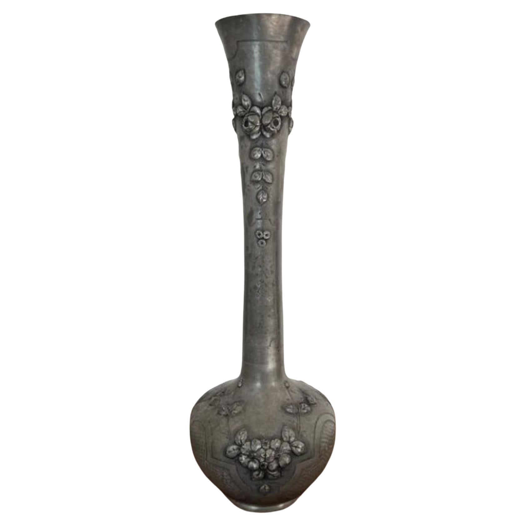 Large antique 19th century French quality pewter vase  For Sale